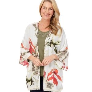 Chico's Woman's KIMONO STYLE JACKET-NONI One Size Chochet Resortwear RETAIL $148